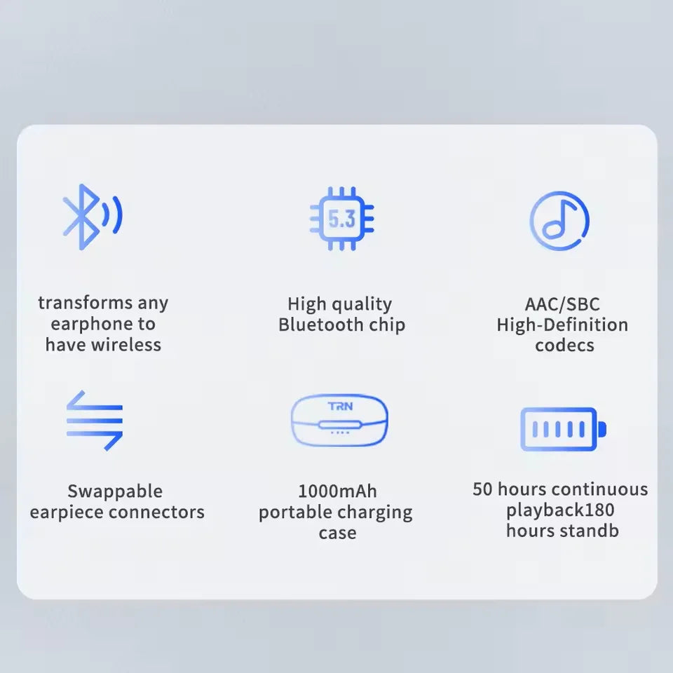 TRN BT20 PRO Bluetooth Ear Hook HIFI Earphones Module Wireless Upgrade Cable 2PIN/MMCX/0.75/0.78 Connector Replaceable Plug Iems