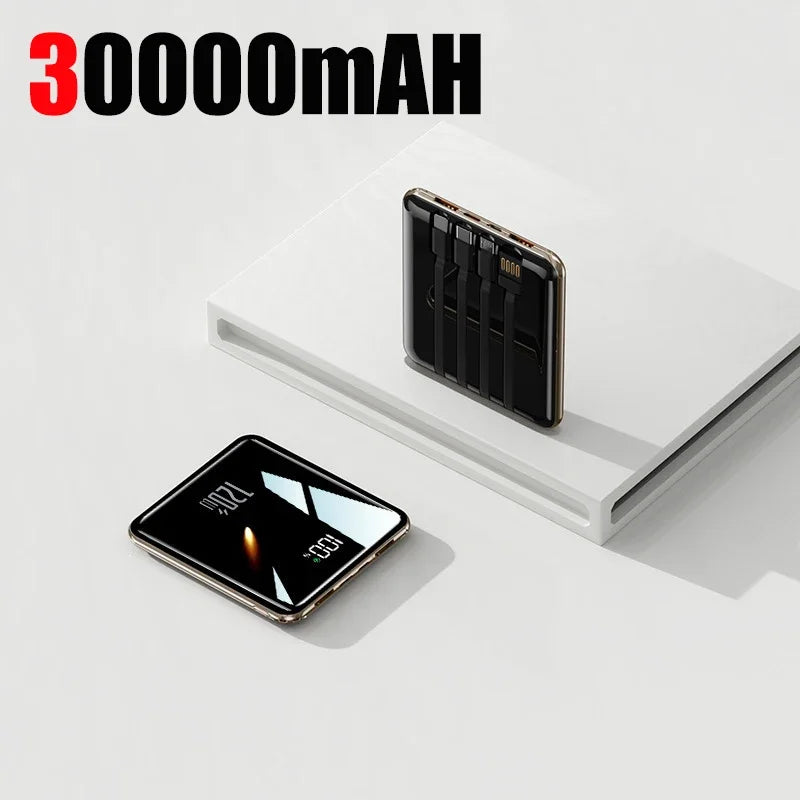 Lenovo 500000mAh Mini Power Bank Large Capacity Super Fast Charging External Battery Built-in 4 Cable For IPhone
