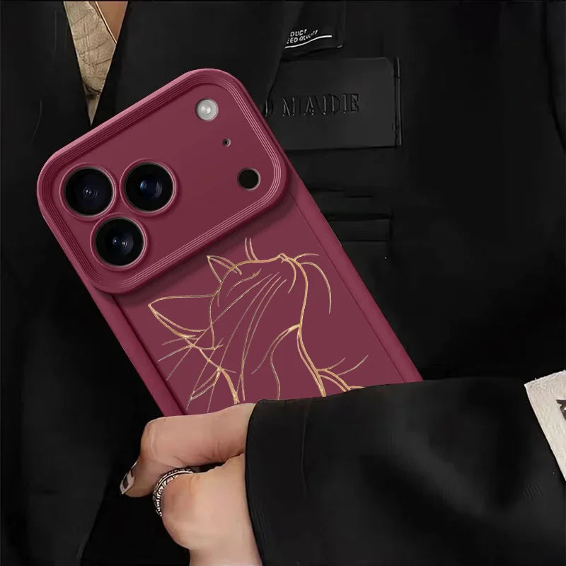 Artistic Line Cat Case For OPPO Reno 13 14 11 12F 11F 13F Realme C53 C55 C65 C63 C67 C71 15T 14 Plus A78 A58 A79 A60 A6 A5 Pro
