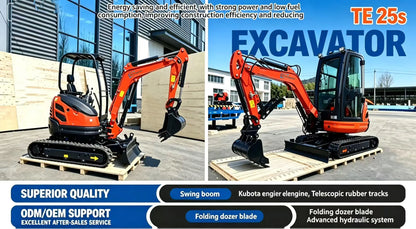 Mini Excavator 2 ton 2.5 ton Free Shipping CE Mini Bagger Mini Digger Kubota Engine Customized Crawler Farm Excavators Garden