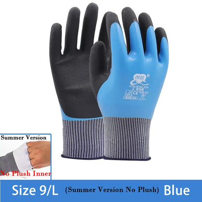 1Pair Winter Thermal Gloves Waterproof Work Safety Glove Anti-Slip Grip Rubber Garden Gloves For Worker Builder Hands Protection