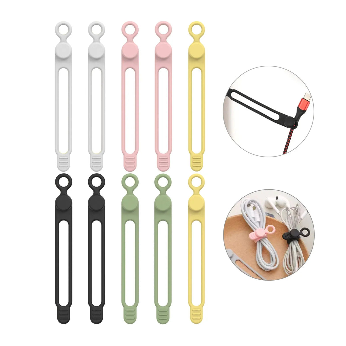 Silicone Cable Ties,Cord Organizer,Cable Straps,Reusable Cord Ties,Travel Cable Organizer ,Cute Elastic Tie, Wire Ties