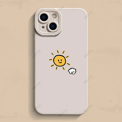 Simple Sun Moon Phone Case For iPhone 15 14 13 12 11 Pro Max 7 8 Plus X XR XS Funda High-end Soft Silicone Luxtury Cases Cover