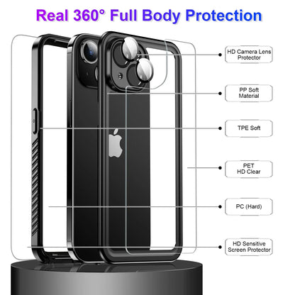 shellbox Professional Waterproof Phone Case for iPhone 14 17Air 13 15 16 - 360 Full Coverage Shockproof Dustproof IP68