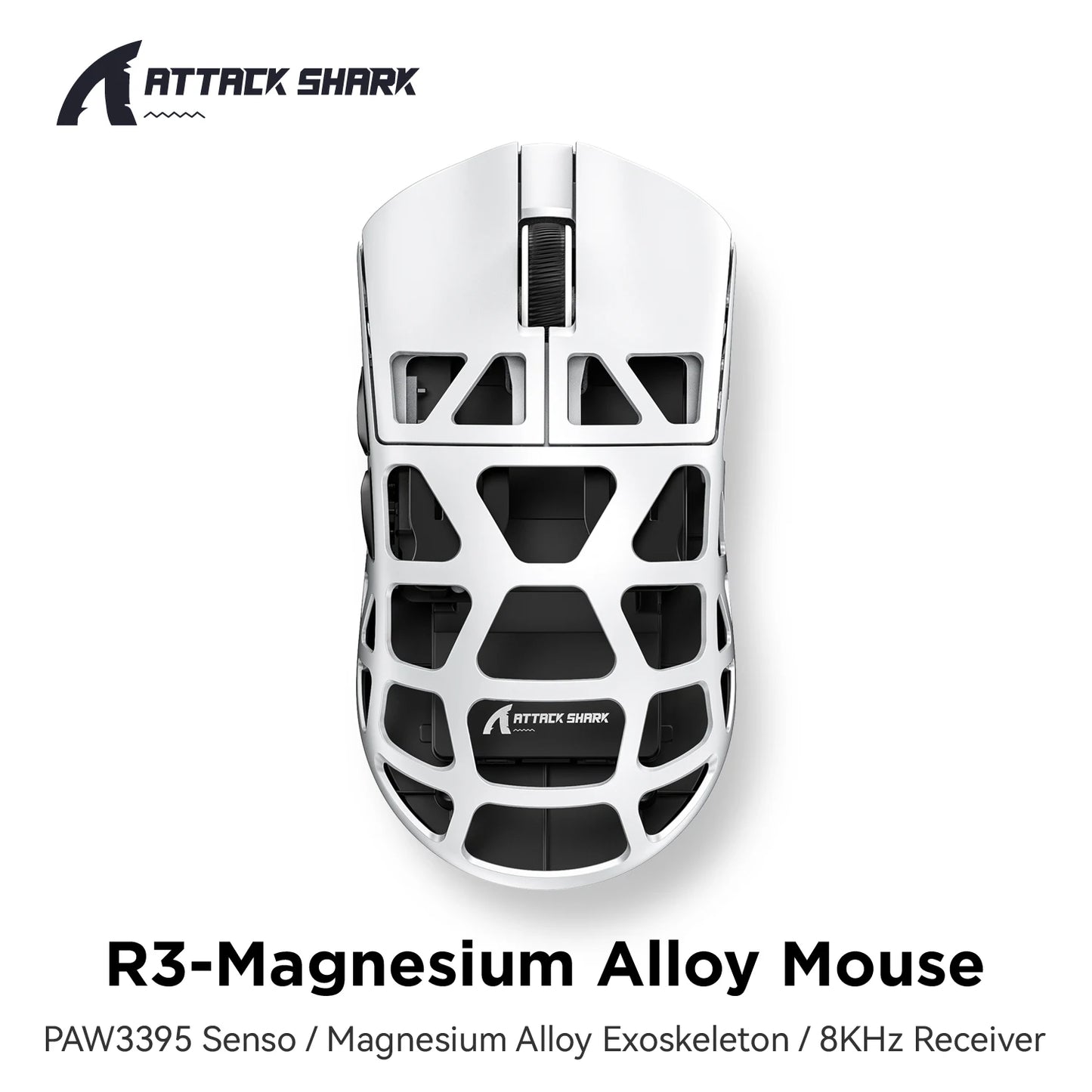 ATTACK SHARK R3 High Quality Wireless Gaming Mouse 8KHz PAW3395 26000 DPI Magnesium Alloy 46g Tri-Mode Bluetooth Wired Pro Gamer