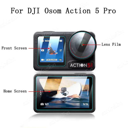 For DJI Osmo Action 5 Pro HD Tempered Glass 9H Screen Protector  Lens Cap Anti-Scratch Durable Full Camera Protective Film