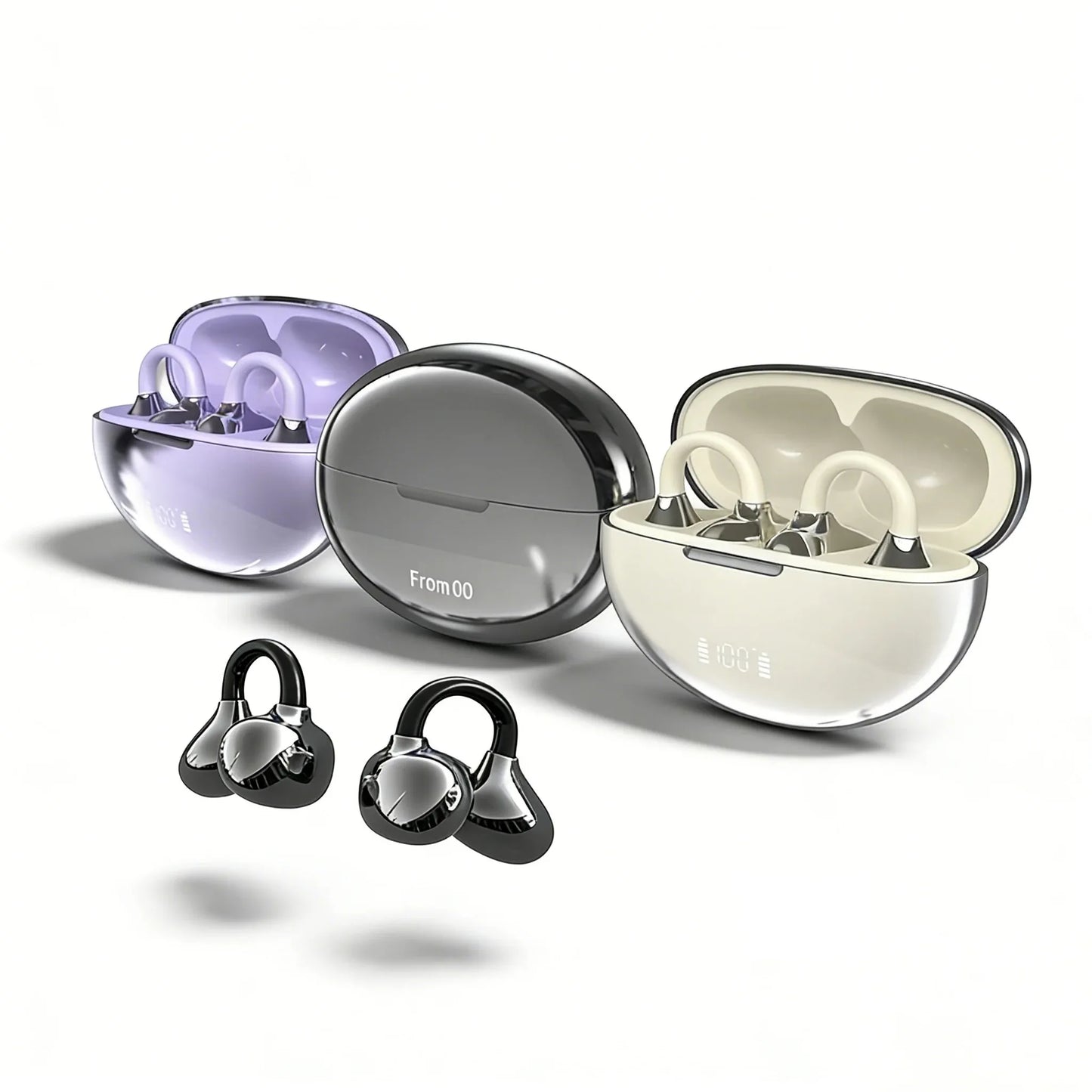 New Arrival Ear Clip-On Bluetooth Headphones Pain-Free Wear Powerful Noise Cancelling Long-Lasting Battery Built-in Mic