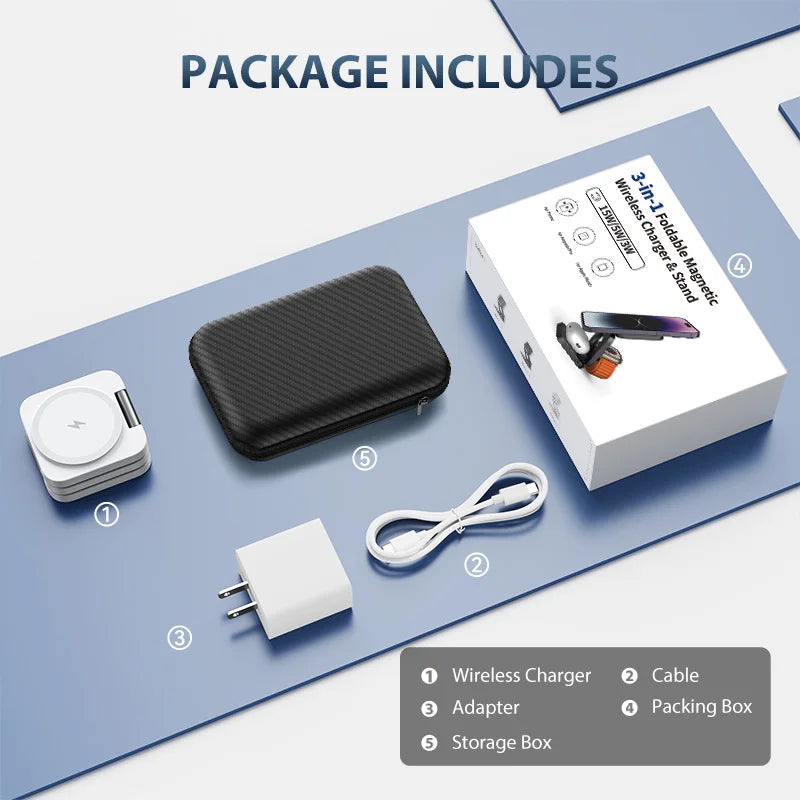 KUXIU X55 Magsafe Wireless Charging Station for iPhone 17 16 15 14 13 12 Pro/Max,5W for iWatch, AirPods,Foldable Phone Hold