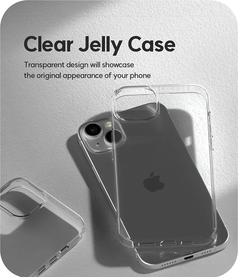 Silicone Transparent Phone Case For iPhone 16 15 11 12 13 14 Plus 15 Pro Max 13 mini 16e Ultra Thin Clear TPU Soft Cover Fundas
