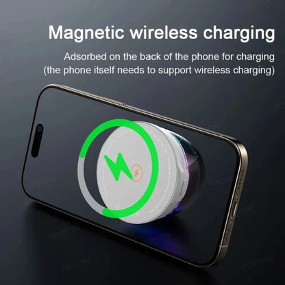 2 in 1 Bluetooth Speaket Magnetic Wireless Charger Phone Holder for Magsafe iPhone 17~12 RGB Music Rhythm Player Mini Sound Box