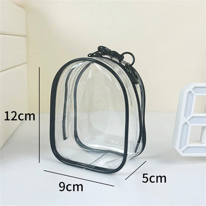 12cm PVC Transparent Storage Bag with Keychain Multicolor Cartoon Doll Display Box Dustproof Case Earphones Gift Organizer Bags