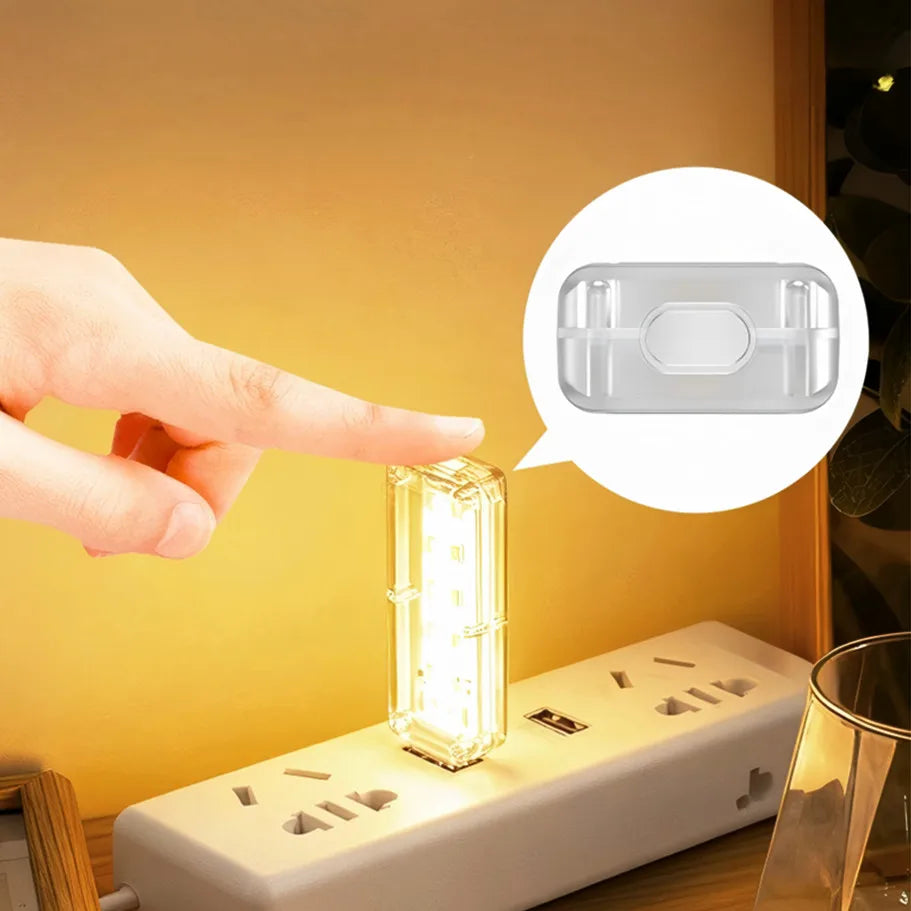 10LEDs USB Touch Dimming Night Light 5V Portable 3000K/6500K Bulb for Bedroom Study PC Laptop Mobile Power Bank Plug in Lighting