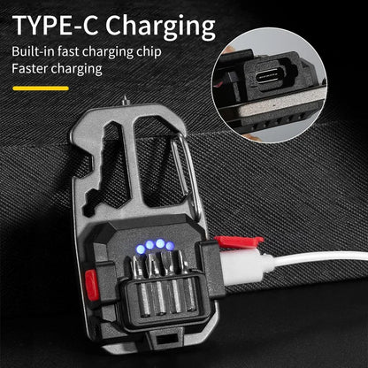 Ultra Small Mini LED Light Rechargeable Keychain Light Outdoor Camping COB Work Light Portable Pocket Wrench Screwdriver