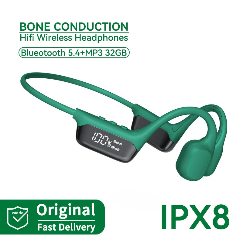 S10 Bluetooth 5.4 True Bone Conduction Headphone HIFI Music Headset 32GB MP3 Player LED Digital Display IPX8 Waterproof For Swim