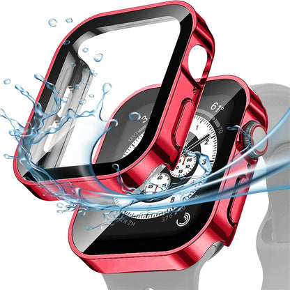 Tempered Glass Case for Apple Watch 45mm 41mm 44mm 40mm Screen Protector Cover Waterproof Hard Bumper iWatch Series 4 5 SE 6 7 8