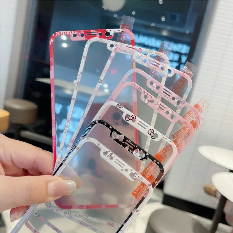 Sanrio Hello Kitty Tempered Glass for iPhone 17 16 15 14 13 12 11 Pro Max Screen Protector for 14plus 15plus Protective Film