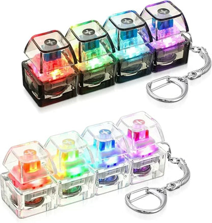 LED Light-Up Keychain Keyboard Clickable Button Fidget Toy for Stress Anxiety Relief Portable Desk Accessory Office Decor Gift