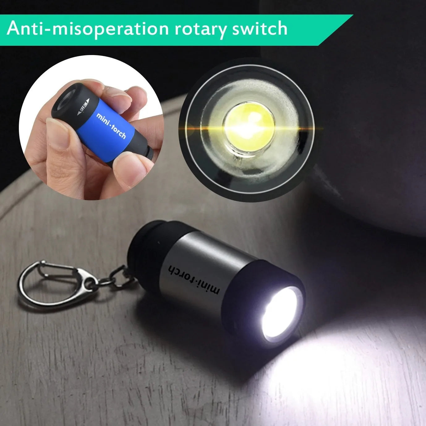 USB Rechargeable LED Pocket Keychain Flashlight Multifunctional Strong Light Waterproof for Outdoor Hiking Camping Mini