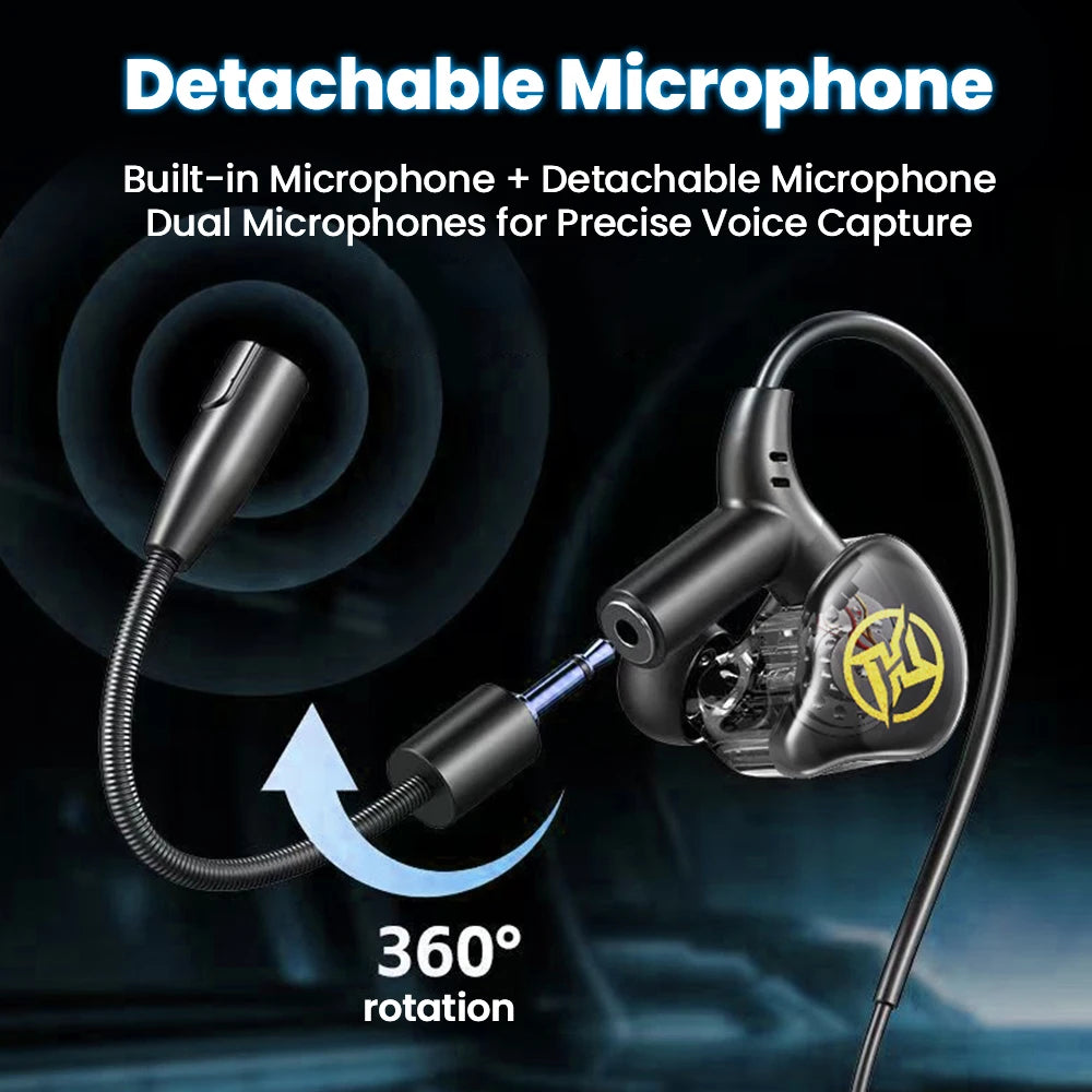 Type C/3.5MM Gaming Earphones Ear Wrap Dual Microphone Sound Recognition Earphones Wired Gaming Earphones