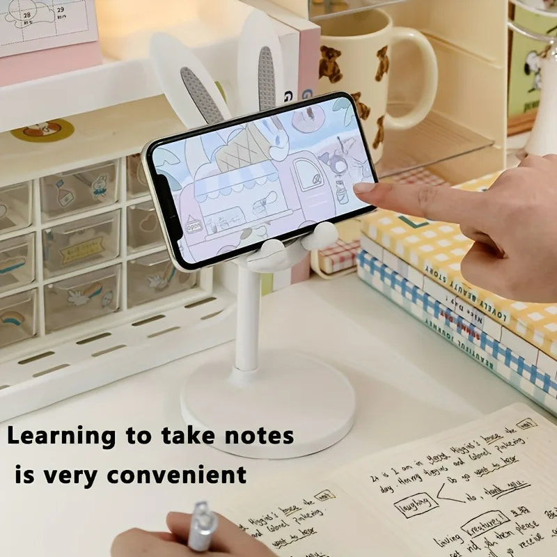 Lazy Stand Cartoon Bunny Phone Holder For iPhone IPad Samsung Cute Rabbit Mobile Phone Stand Desktop Adjustable Telescopic Lift