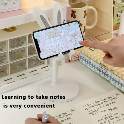 Lazy Stand Cartoon Bunny Phone Holder For iPhone IPad Samsung Cute Rabbit Mobile Phone Stand Desktop Adjustable Telescopic Lift