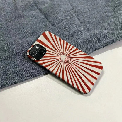 Korean Red Irregular Radiation Phone Case for IPHONE 17 Air 16E 15 PROMAX 14 Plus 13 12 MINI 11 16Plus XR Acrylic Phone Cover