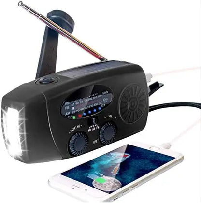 2000mAh Emergency Crank Weather Radio with LED Flashlight, Alertsync Portable AM/FM/NOAA Solar Radio with Phone Charger, SOS Ala
