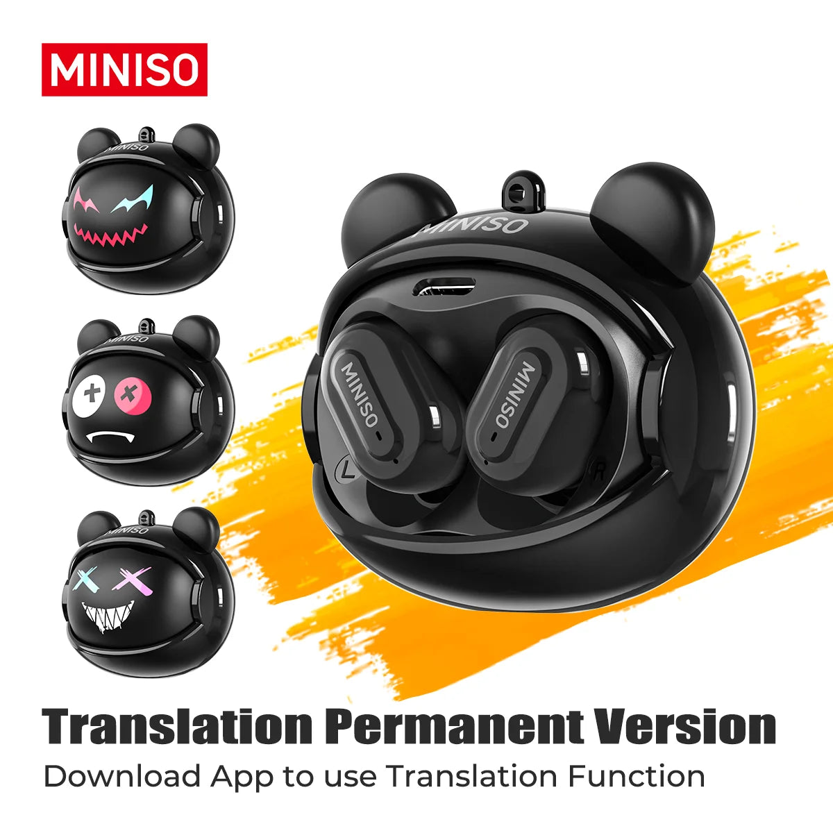 MINISO MS118 Bluetooth Earphone AI Translation Earbuds TWS in-Ear Wireless Headphones Face-Changing Bear DIY Earbuds