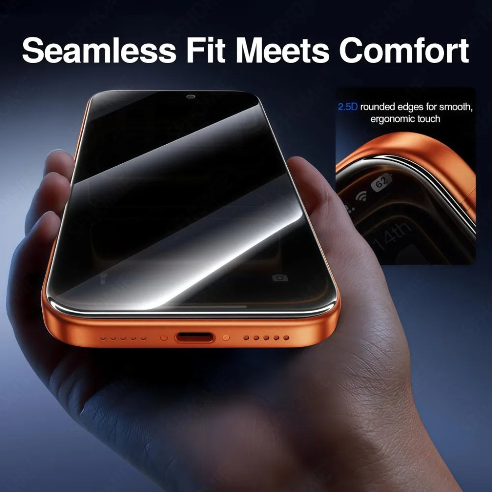 3Pcs Anti Spy Full Screen Protector for iPhone 17/16/15/Pro Max 17e/16e/Air/14/13/12/Pro 15/14 Plus Dust Free Installation Glass