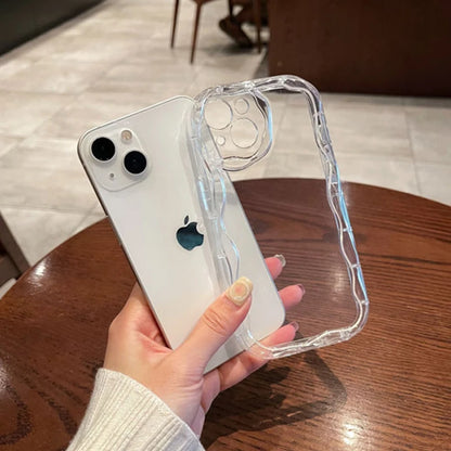 Clear Oval Curly Wave Bumper Phone Case For iPhone 16 15 14 13 12 11 Pro Max XR XS MAX 7 8 PLUS MINI Y2K Soft Silicon Back Cover