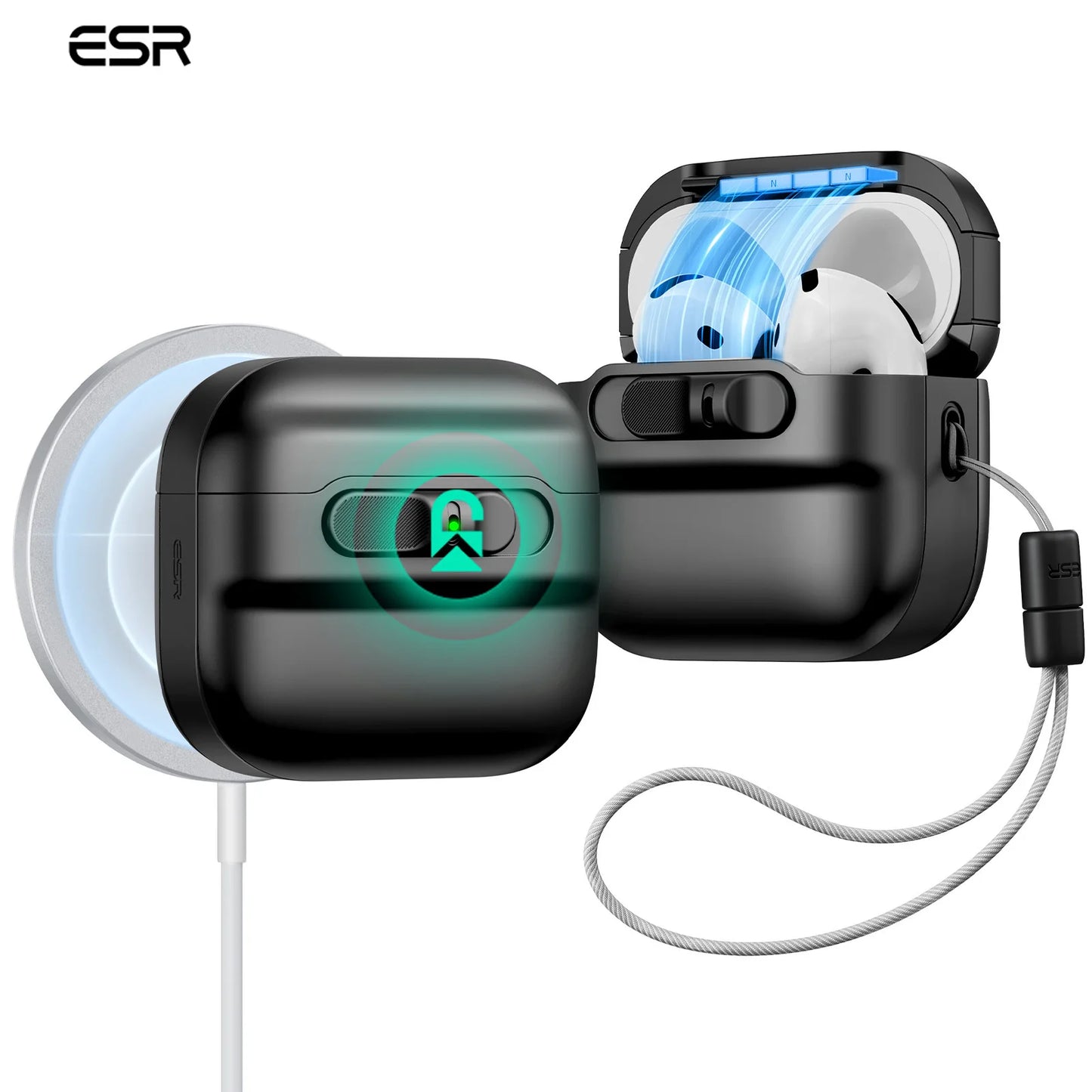 ESR for AirPods Pro/Pro 2/Pro 3 Case (2019-2025) Full Drop Protection Earphone Cover with Lanyard for AirPods 4 Generation Case