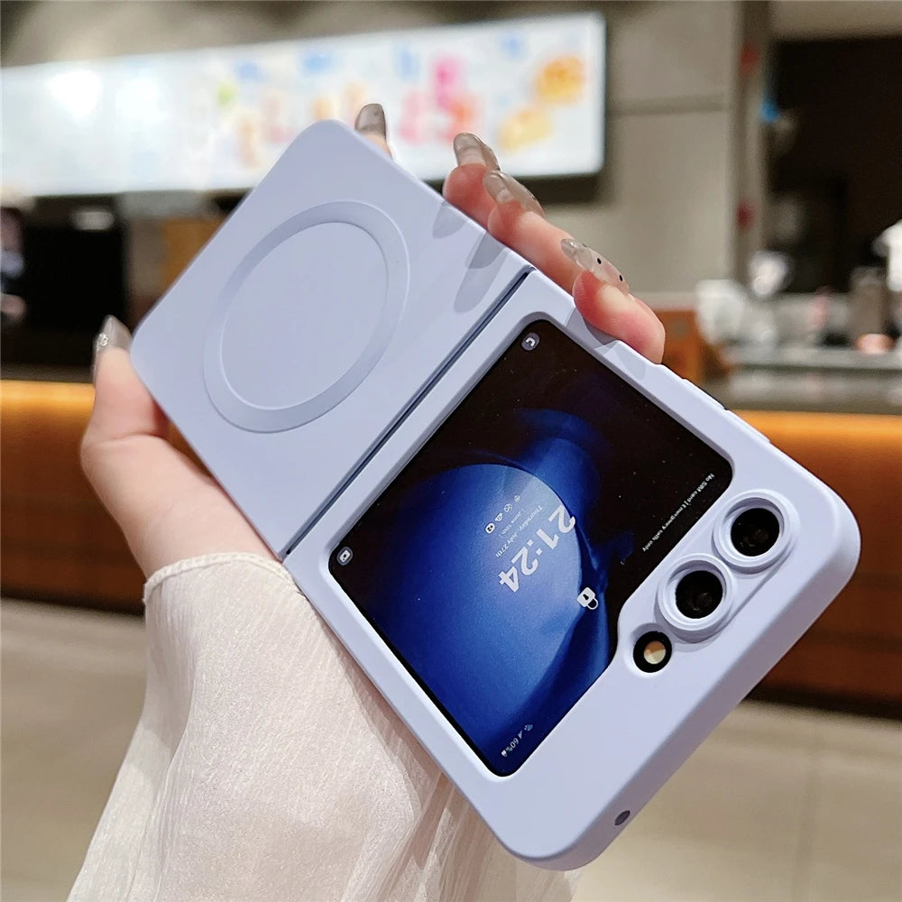 Liquid Silicone Magnetic Case For Samsung Galaxy Z Flip 7 6 5 4 3 Wireless Charging Shockproof Protection Soft Cover For ZFlip6