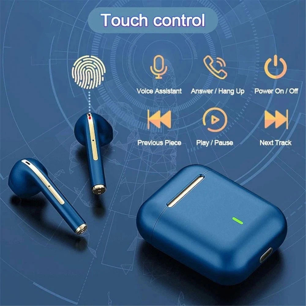 J18 TWS Wireless Earbuds, 5.3 Bluetooth Headphones Long Playtime, Noise Cancelling Voice Call, for Gaming, Business & Sports