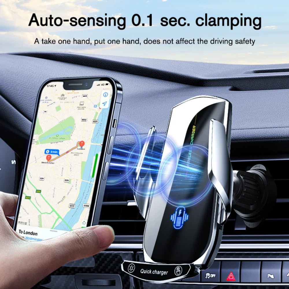 Car Wireless Charger For Phone, Air Outlet 15W Car Wireless Charging Cradle, Clip Automatic Induction Opening And Closing