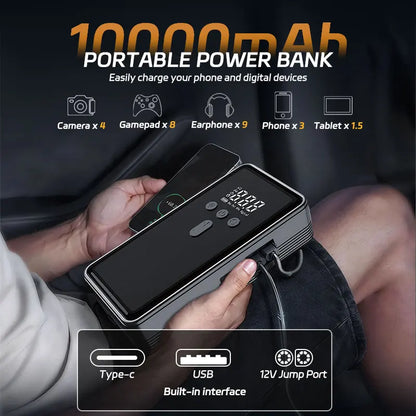 New 1000A Car Jump Starter Power Bank Portable 150PSI Air Pump Car Battery Emergency Boosters 12V Starting Device Car Starter