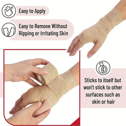 1/10 Rolls  Adhesive Bandage Elastic Breathable Sports Self Adhesive Tape Beige Wrap Finger Tape For Wrist Ankle