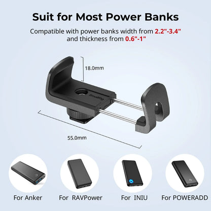 SmallRig Universal Power Bank Clamp w Cold Shoe Mount Compatible W Power Banks Ranging From 55mm to 86mm in Width For Cage 4600