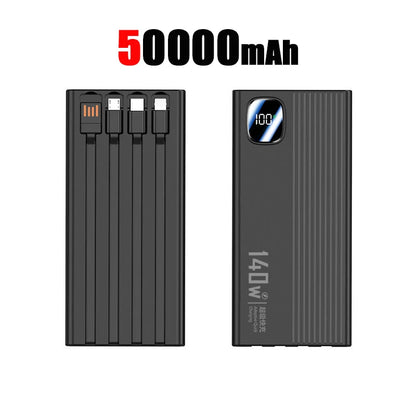 OnePlus 140W 500000mAh Power Bank  Super Fast Charging Large Capacity 4 in1 Cables Intelligent Digital Display Light For Phones