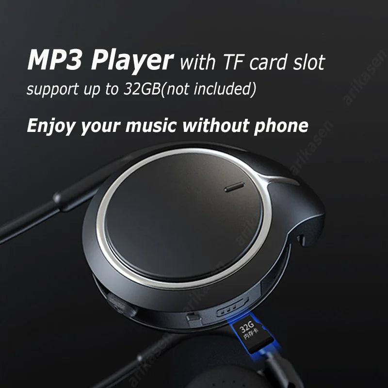 MP3 Player Bluetooth Headphones with TF Card Slot Sport Wireless Earphones HD Sound On Ear Bluetooth Headsets with Microphones