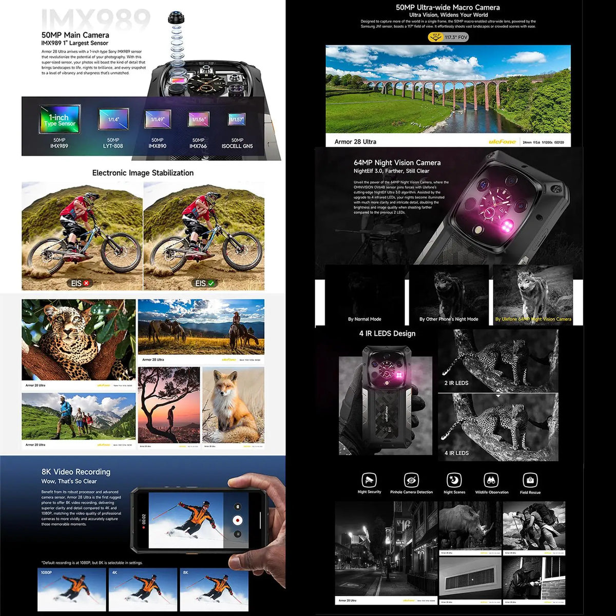 Ulefone Armor 28 Ultra 5G AI Thermal Imaging Rugged Phone 16GB+1TB Smartphone Android 14 AMOLED 6.67" Dimensity 9300+ 120W 5G