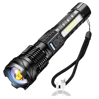XHP50 20000LM Tactical Flashlight: Zoomable, USB Rechargeable, COB Side Light, Aluminum Alloy, Waterproof, Strike Bezel