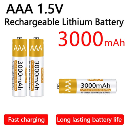 Rechargeable Lithium-ion Battery 3000mAh 1.5V AAA Battery for remote control mouse small fan Electric toy
