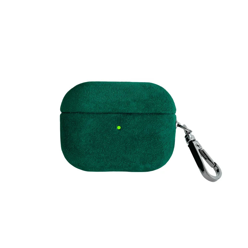 Luxury Italian Suede Headphone Case for Airpods 4 3 1 Pro 2 Anti-loss Metal Keychain Wireless Charge All Inclusive Earphone Case