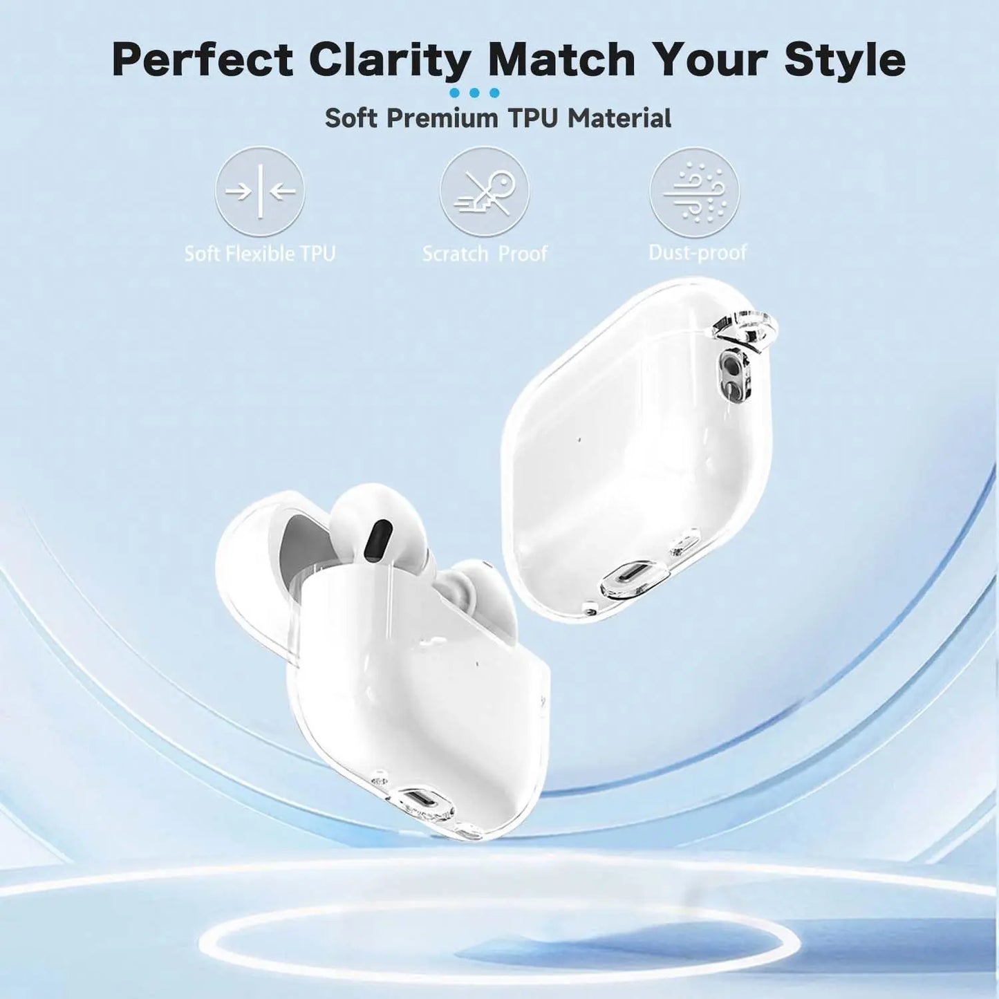 Case for Airpods Pro 3 Earphone Accessories Transparent Protective Shockproof Case with Cleaning Kit Keychain for Airpods Pro 3
