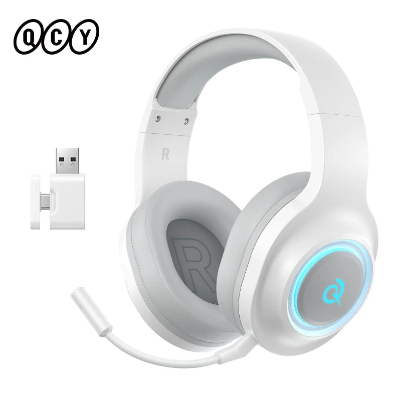QCY Heroad V200 Gaming Headset Bluetooth 6.0 with Mic 50mm Driver 7.1 Surround Sound RGB Over Ear Headphones for PC Laptop PS4/5