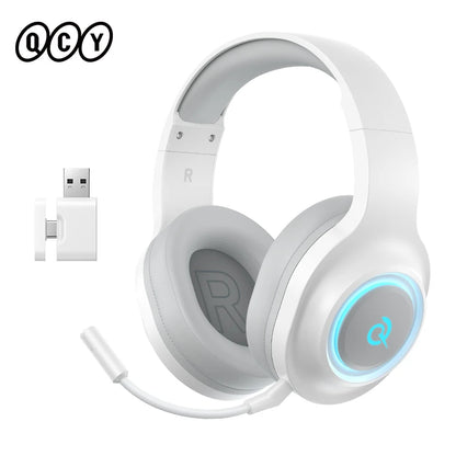 QCY Heroad V200 Gaming Headset Bluetooth 6.0 with Mic 50mm Driver 7.1 Surround Sound RGB Over Ear Headphones for PC Laptop PS4/5