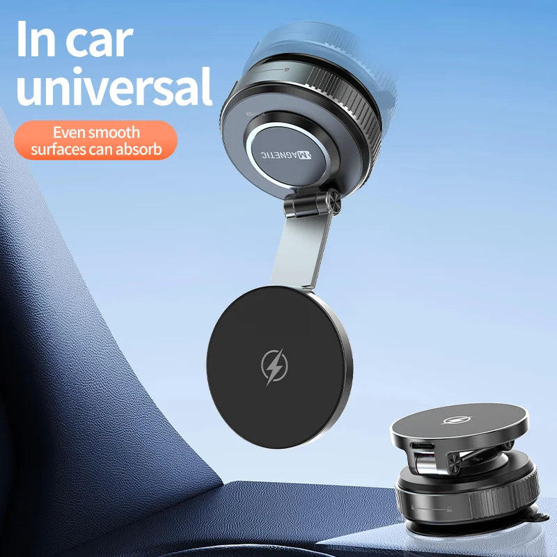 Magnetic Wireless Charger Holder Vacuum Phone Stand for Magsafe iPhone 16-12 Pro Max 360° Adjustable Suction Cup Car Dashboard