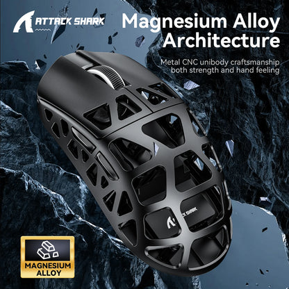 ATTACK SHARK R3 High Quality Wireless Gaming Mouse 8KHz PAW3395 26000 DPI Magnesium Alloy 46g Tri-Mode Bluetooth Wired Pro Gamer