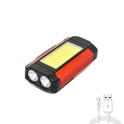USB Rechargeable LED Flashlight with Magnetic COB Work Light Portable Camping Lantern Type-C Power Bank Function Lamp