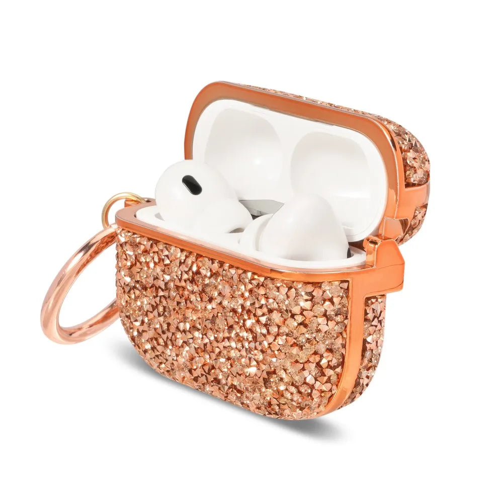 Funda For AirPods 4 3 2 1 Pro2 Case Glitter Diamond Bling Headphone Cover For AirPods 4 4th Pro 2 2nd Cases TPU Coque With Hook